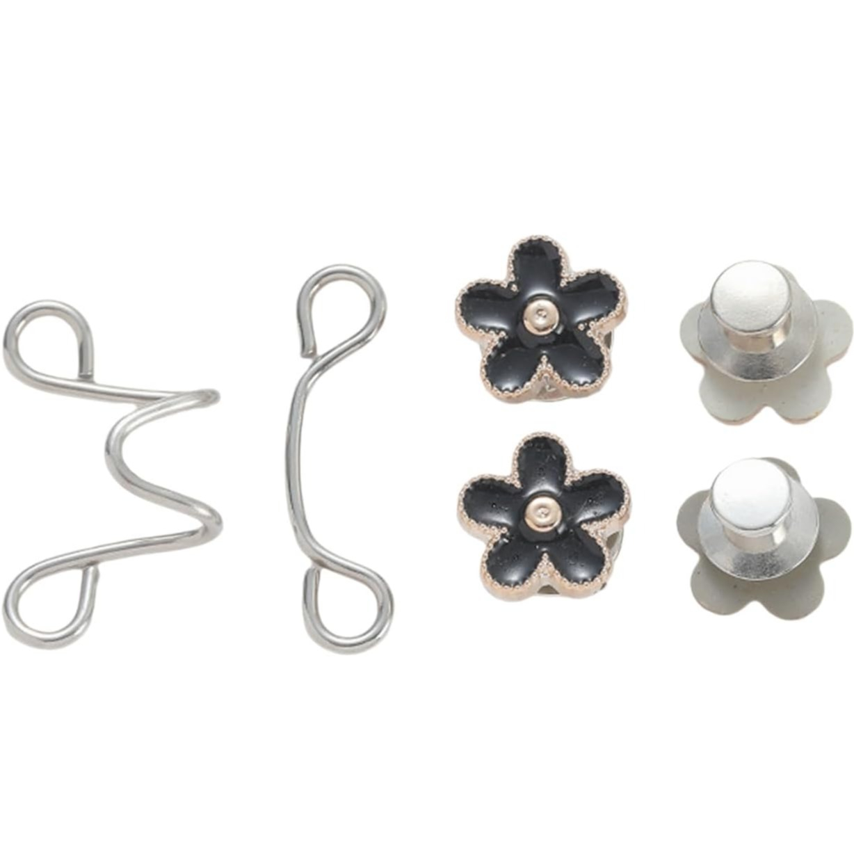 (30mm) Taillenschnalle Hosenbund Knopf Abnehmbarer Jeans Druckknopf Blumen - Schwarz / Gold