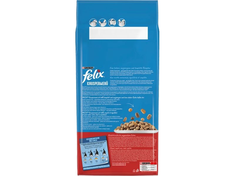 Felix Trockenfutter Knuspermenü Fleisch, 2 kg Alleinfuttermittel für Katzen