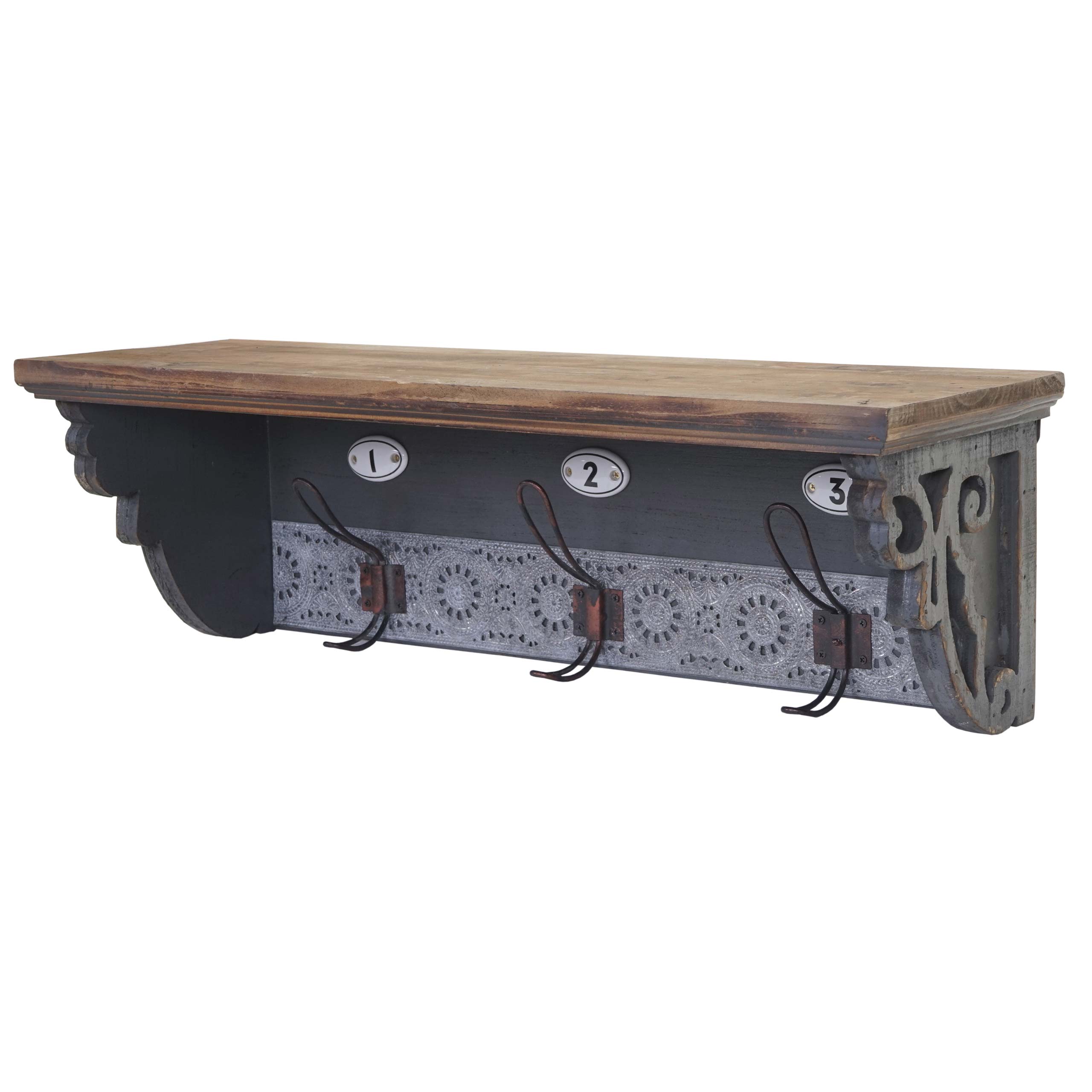 Wandgarderobe MCW-A43, Wandhaken, Tanne Holz massiv Vintage 22x60x18cm