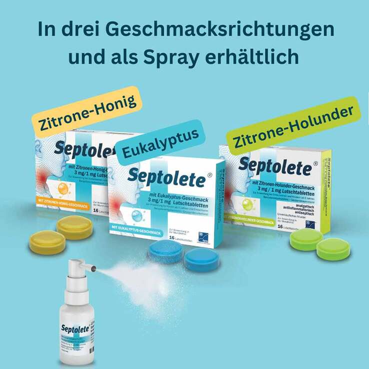 Septolete mit Zitronen-Holunder-Geschmack 3 mg/1 mg Lutschtabletten, 16 St