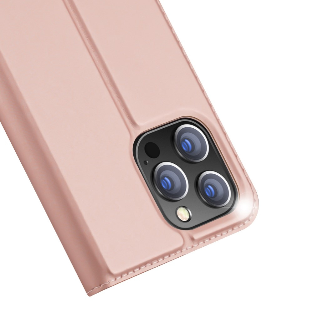 iPhone 14 Pro Flip Wallet Cover Leder Tasche - Roségold