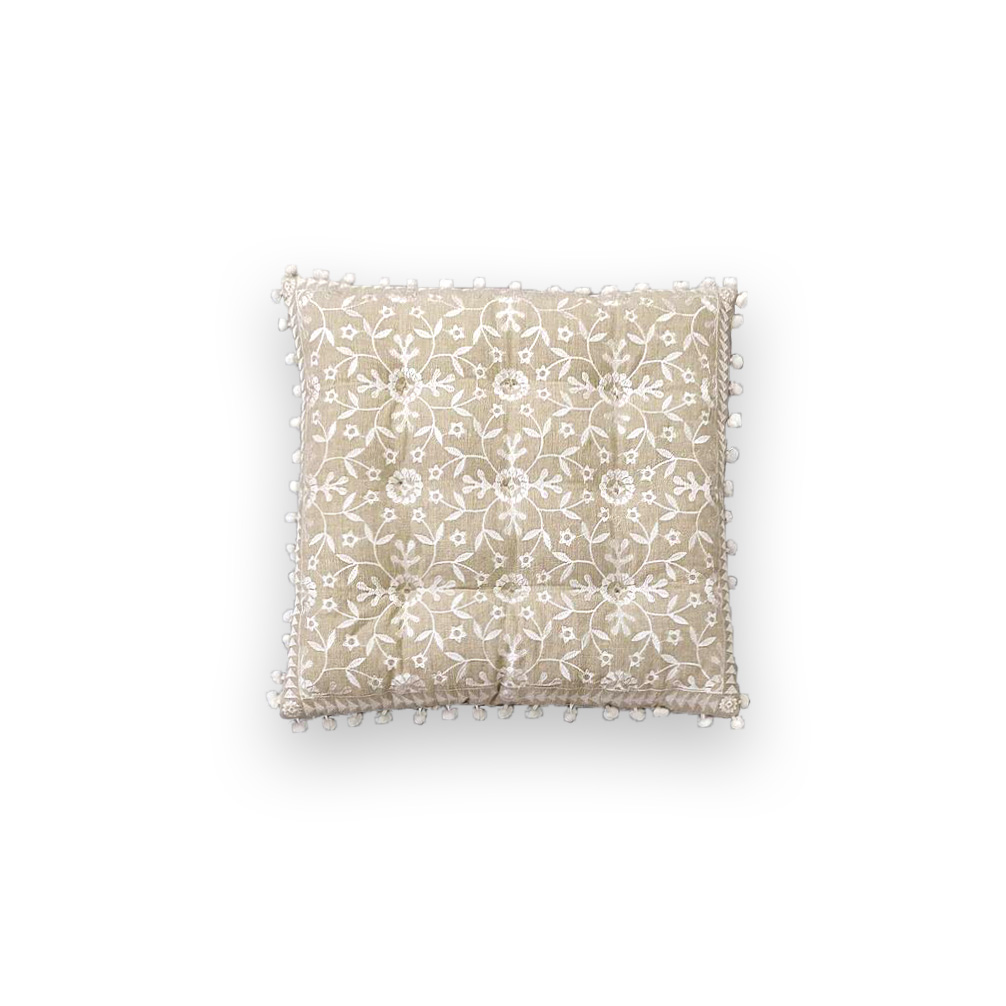 Sitzkissen beige-weiß, B 40 cm, L 40 cm, H 6 cm von fischer's lagerhaus