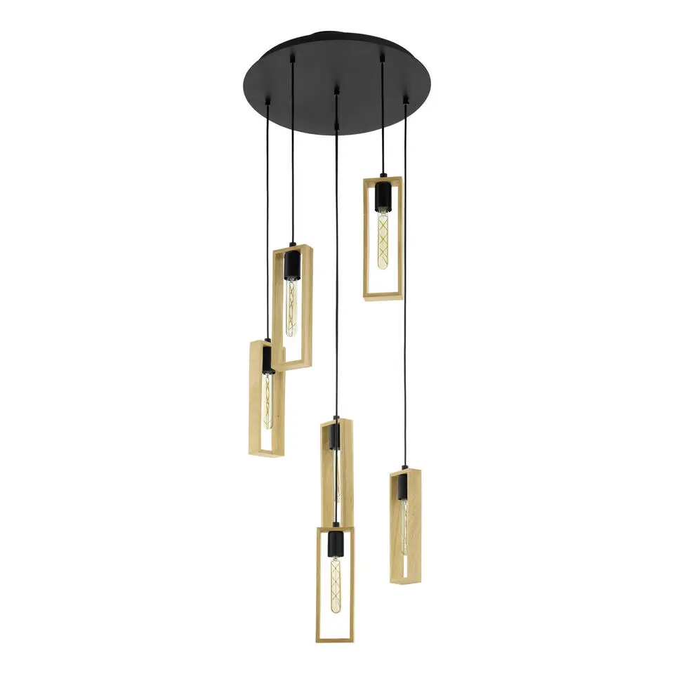 EGLOLittletonHanglamp-E27-Ø50cm-Zwart/Bruin