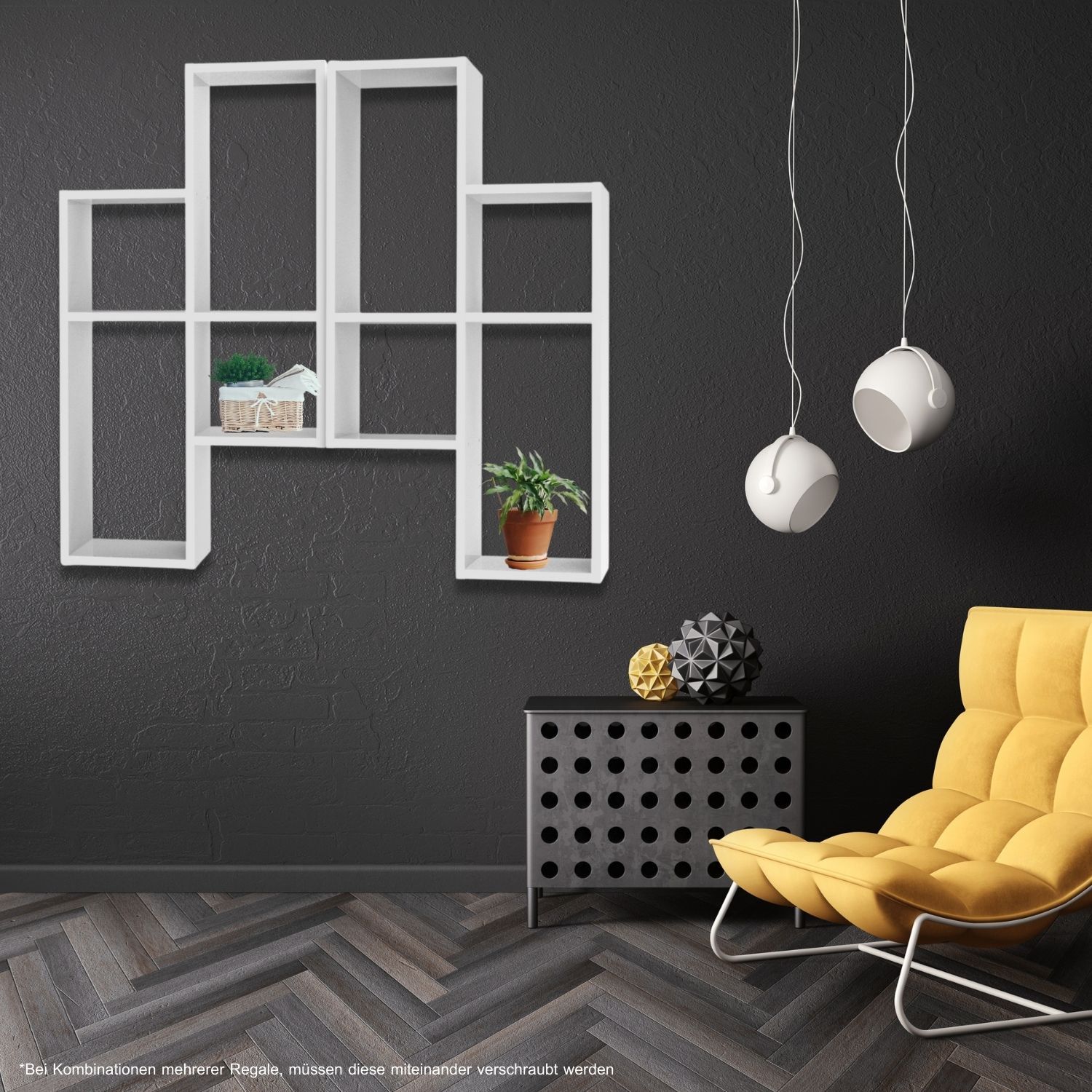 Coemo Wandregal Ernie Weiß 100x20x53cm Holz MDF 4 Fächer