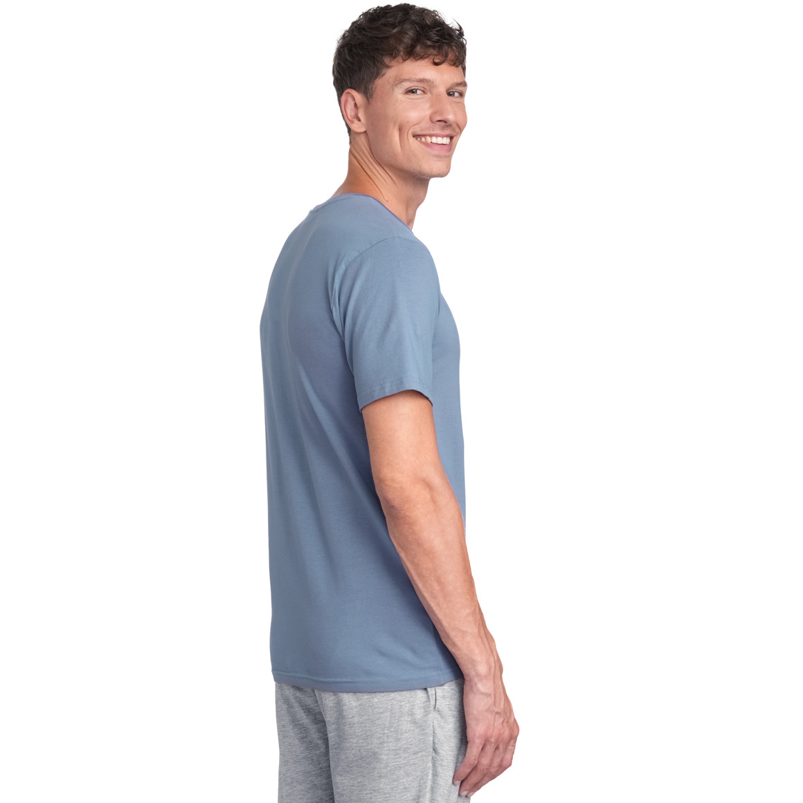VanVaan Herren T-Shirt mit Serafino-Ausschnitt blau