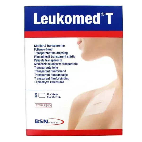 Curativo adesivo não tecido BSN Medical Leukomed T, 14 x 11 cm, 5 unidades.