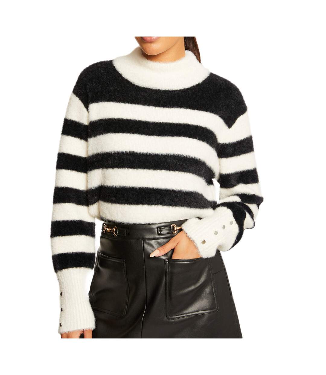 Pull à rayures Noir/Blanc Femme Morgan Mchoupi