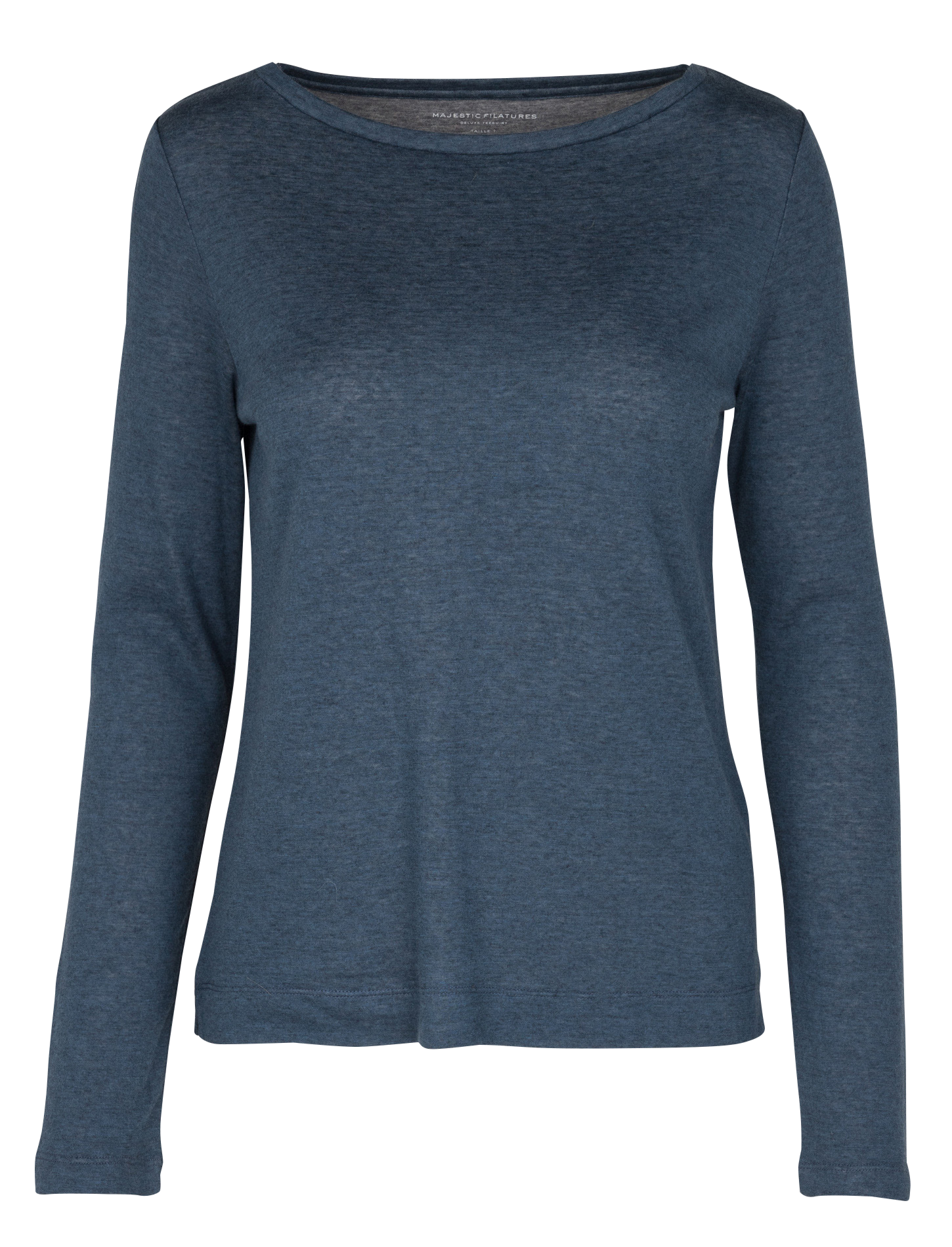 Tee-shirt droit col bateau en coton bio | Bleu