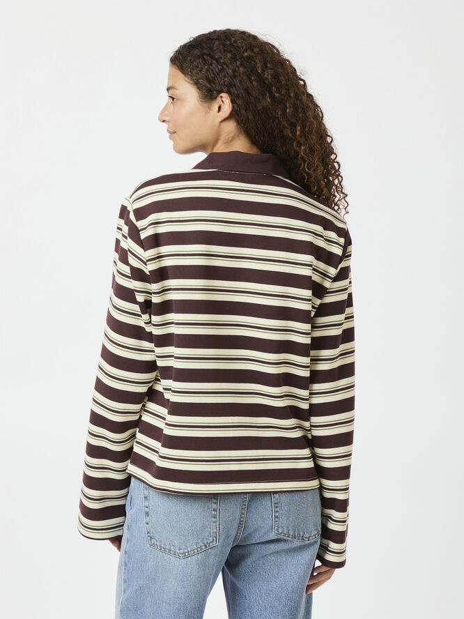 Neo Noir Mala Stripe Polo Blouse Brown