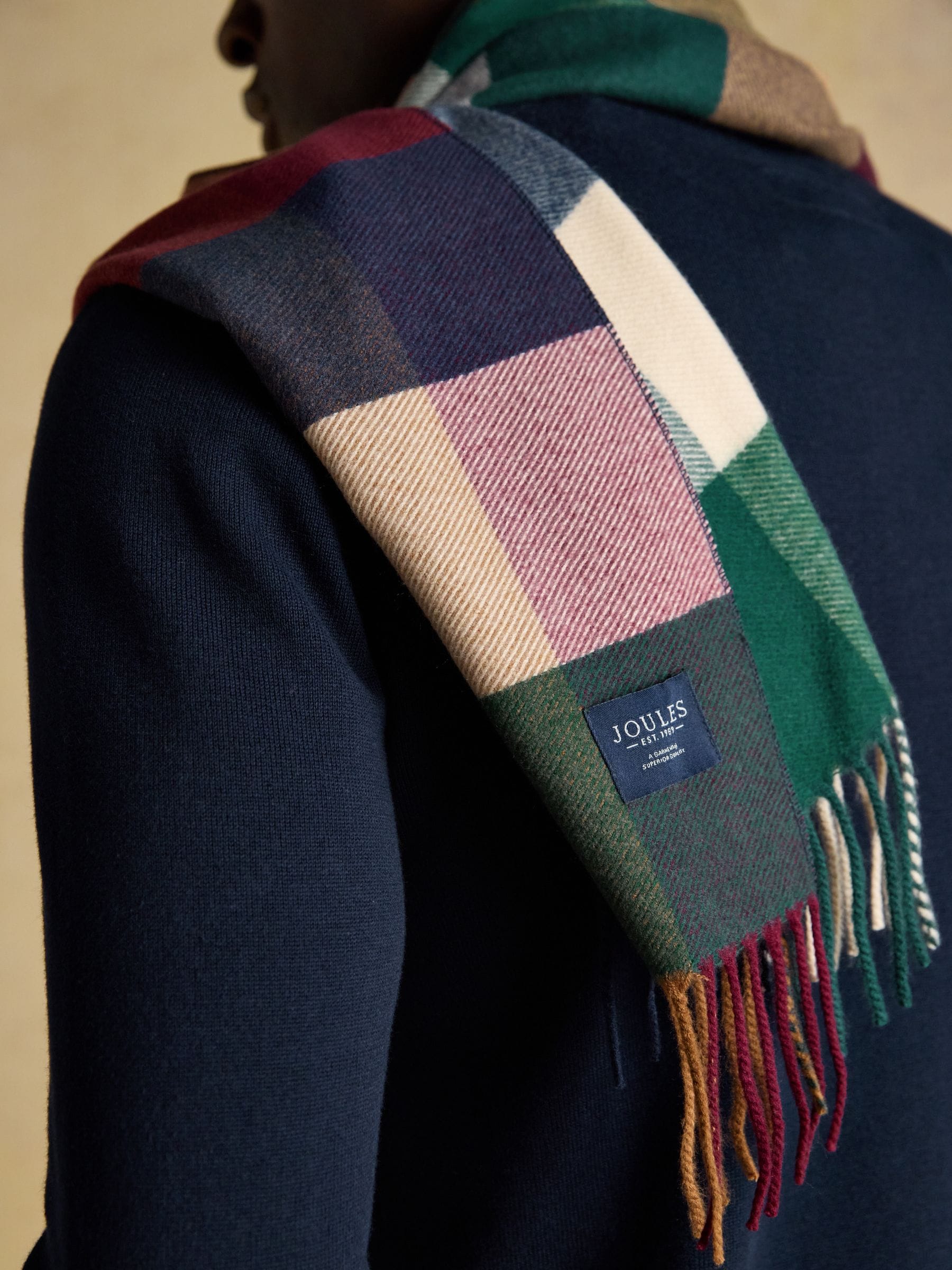Blauwgroen - Joules Langtree Check Scarf