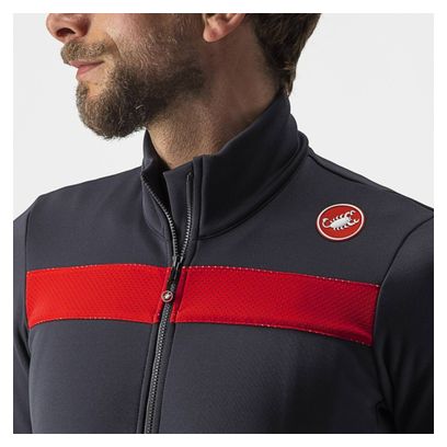 Maillot Castelli Puro 3 Fz GrisFoncé / Rouge Reflex