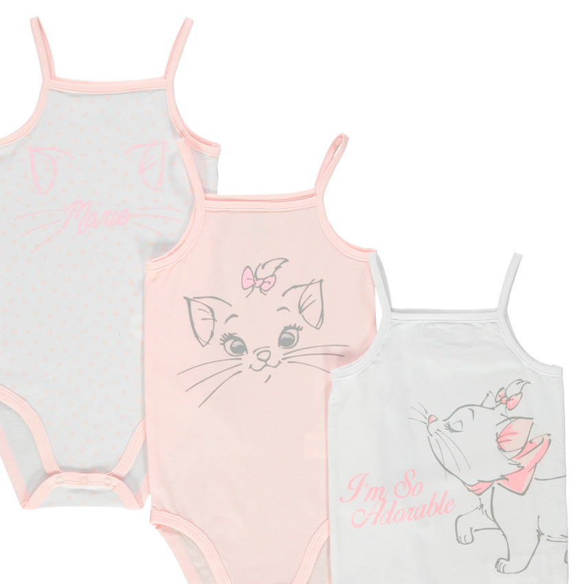 Lot de 3 bodies à fines bretelles print Marie Aristochats