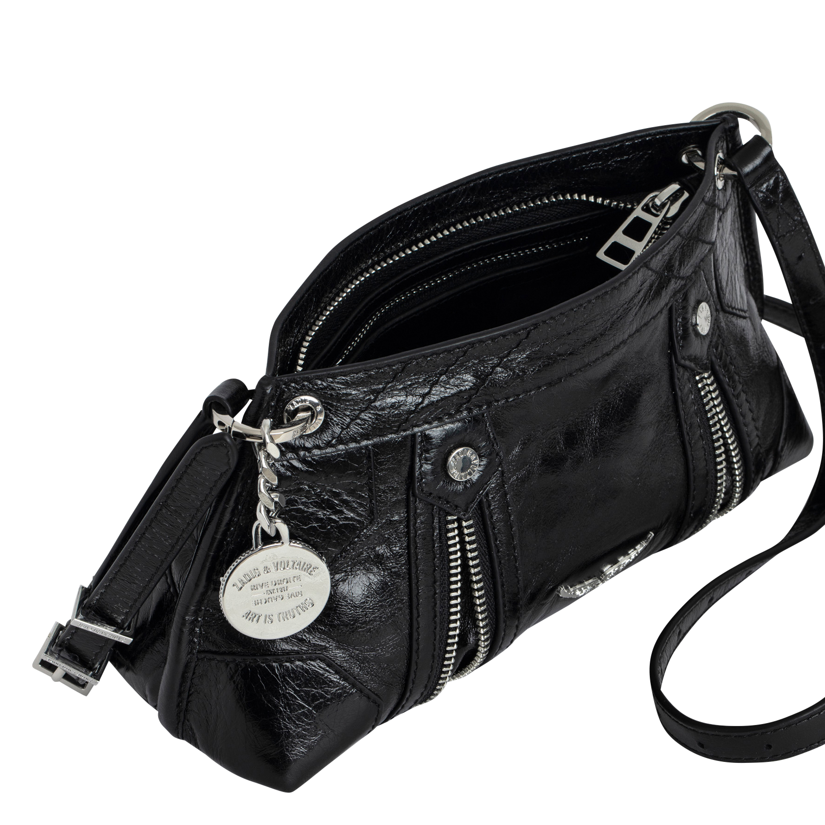 SUNNY MOOD - Sac bandoulière en cuir vernis | Noir