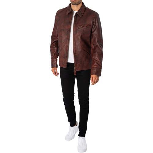 Schott - Chaqueta De Cuero Vintage Rojo