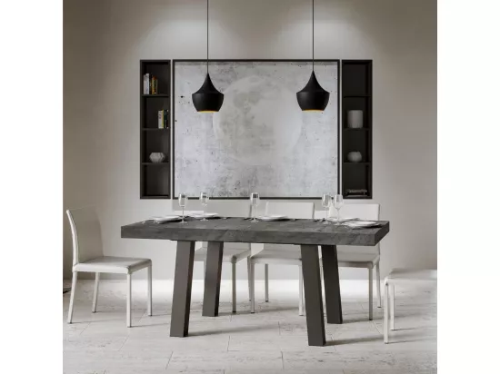 Table extensible 90x180/284 cm Bridge Gris Béton cadre Anthracite