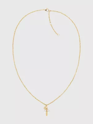 Colar com pingente de pérola banhado a ouro