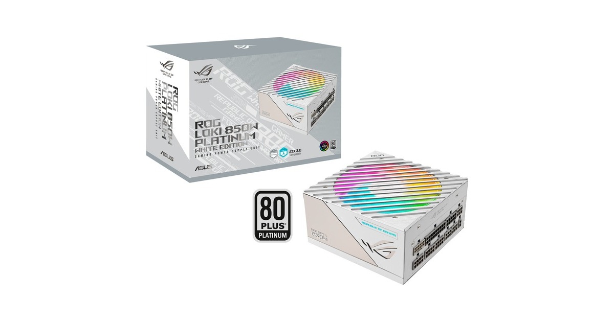 ASUSROG Loki SFX-L Platinum modulaire 850 watt voeding   (Wit, 1x 12V-2x6, 3x PCIe)