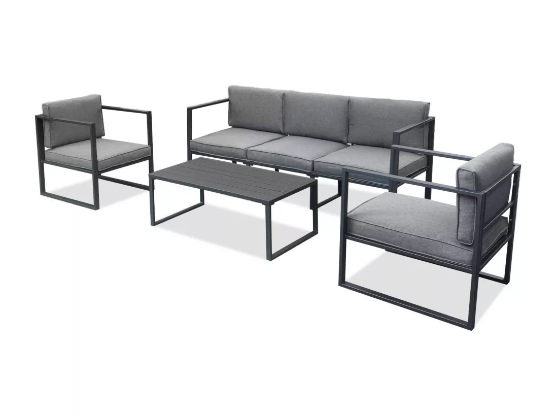 Salon de jardin design aluminium 5 Places Gris - HONFLEUR
