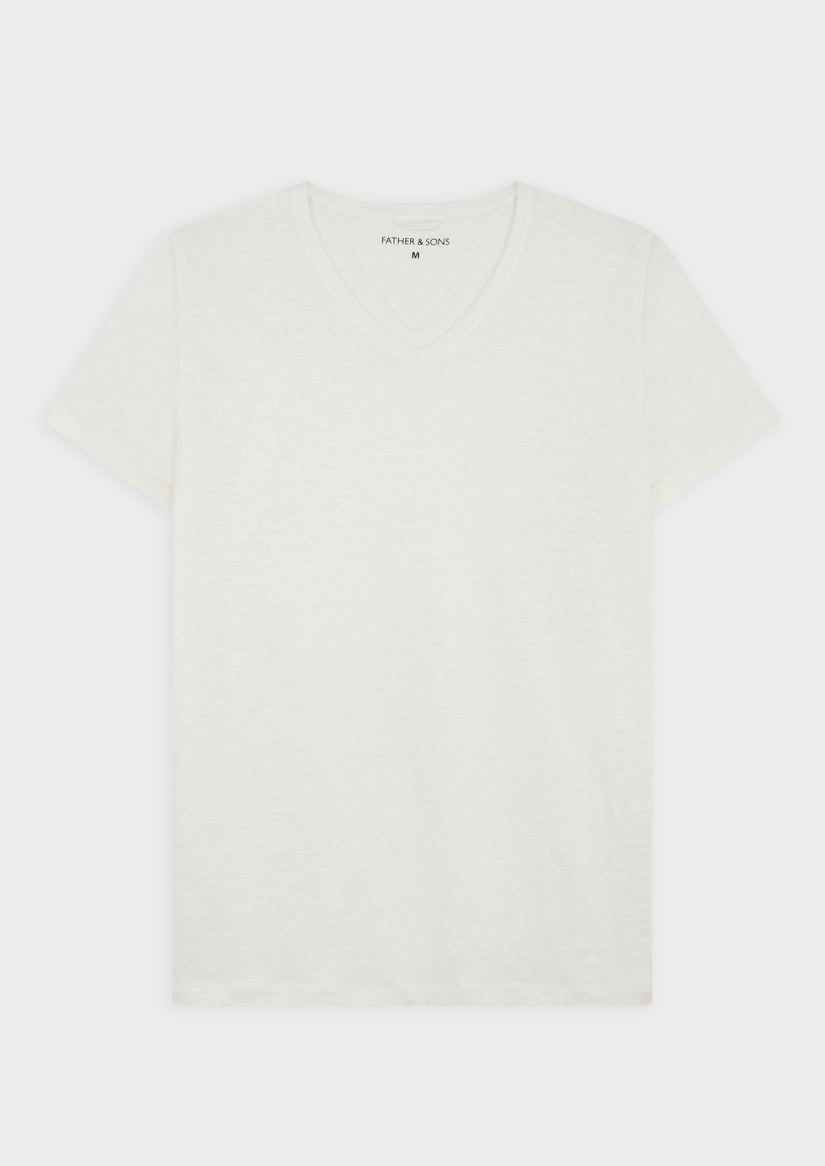 Tee-shirt manches courtes en lin col V uni écru
