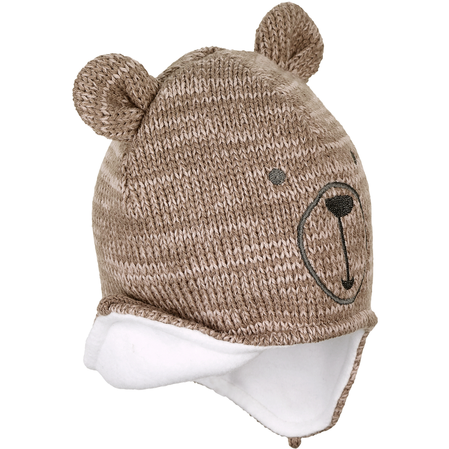 Sterntaler Strickmütze Bärengesicht braun