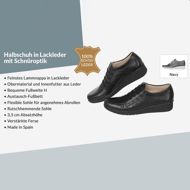 Halbschuh in Lackleder und Schnüroptik