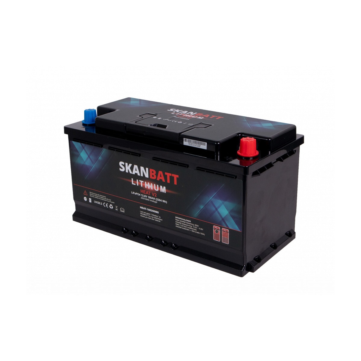 SKANBATT V2 Lithium HEAT Batteri 12V 180AH 150A BMS - Bobil - Bluetooth