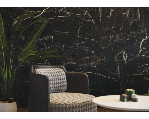 Porseleinen wand- en vloertegel Marquina 119,7 x 119,7 x 0,8 cm goud mat gerectificeerd
