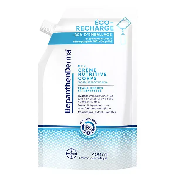 BepanthenDerma® Creme Nutritivo para o Corpo para Pele Seca e Sensível - Refil Ecológico 400ml