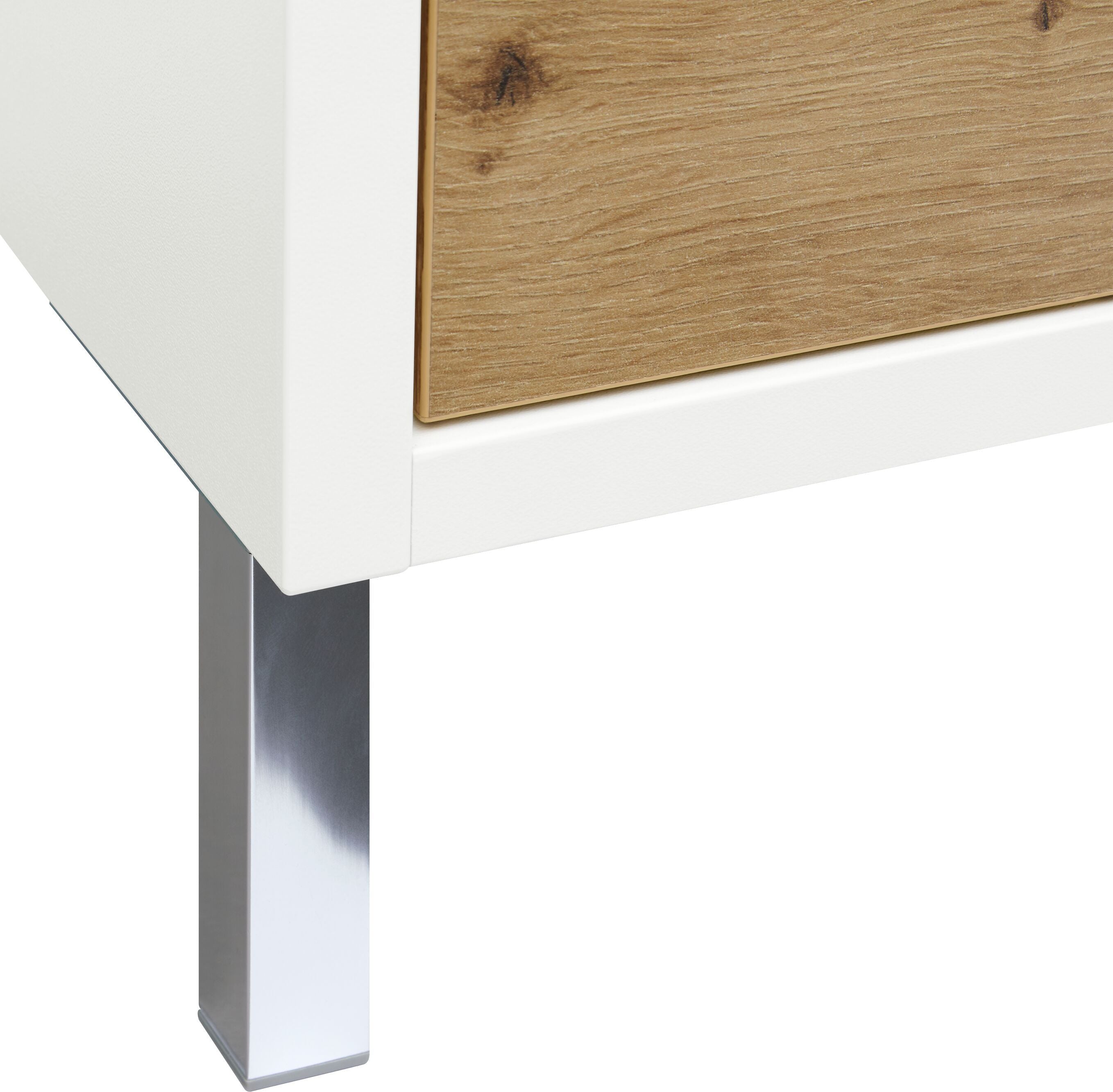 SIERRA Beistellmöbel - Weiss / Eiche / B: 60.0 cm x T: 35.0 cm x H: 84.3 cm