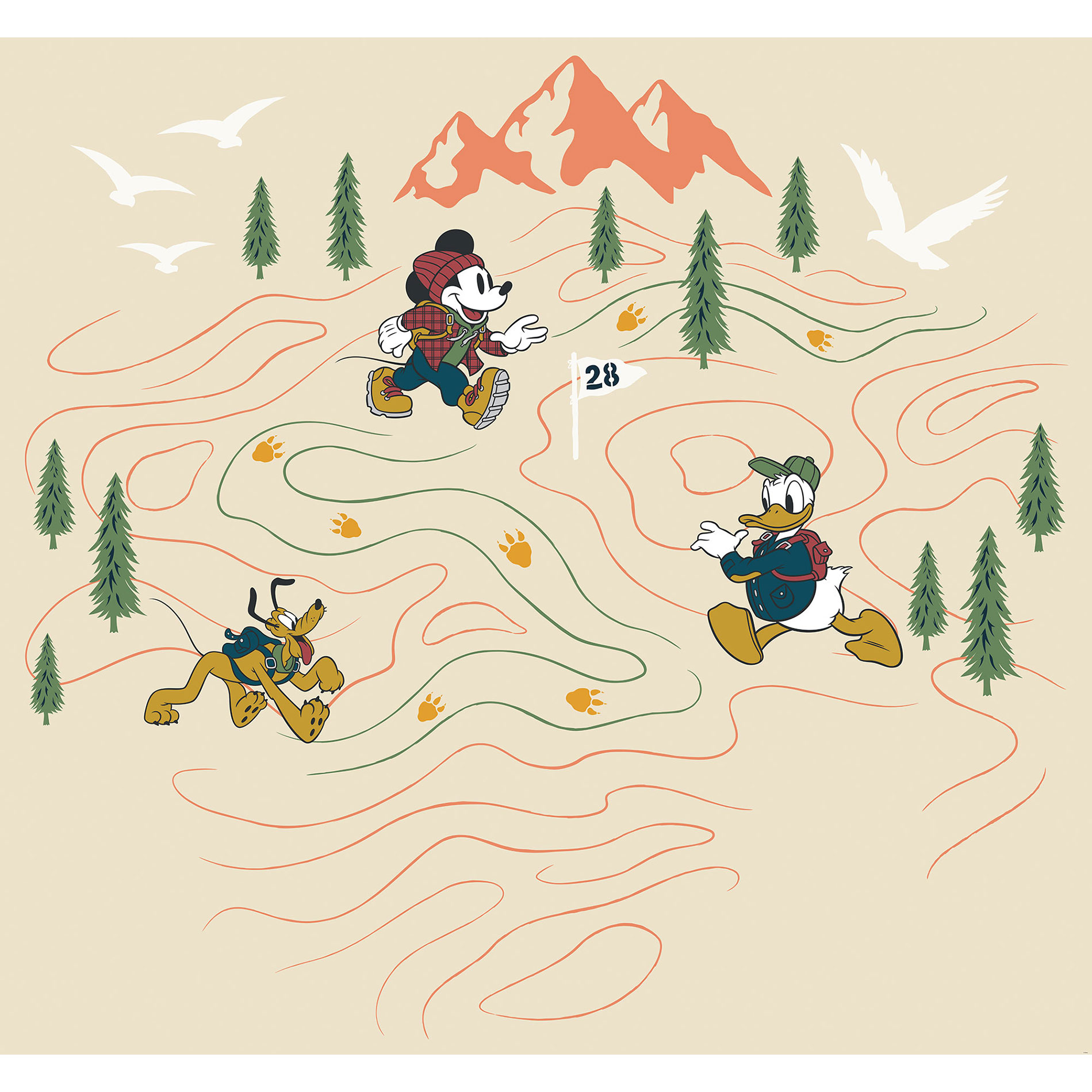 Vlies-Fototapete MICKEY MEETS THE MOUNTAIN - 300x280 cm