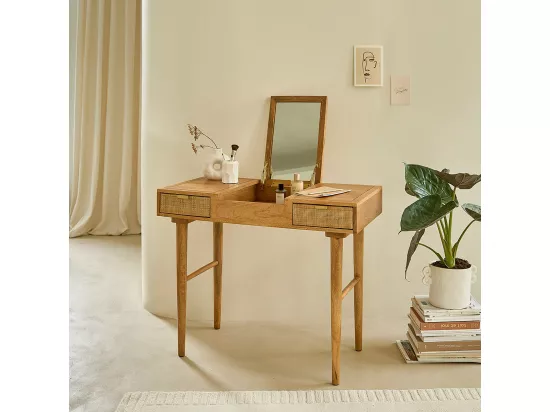 Bureau en manguier massif et cannage