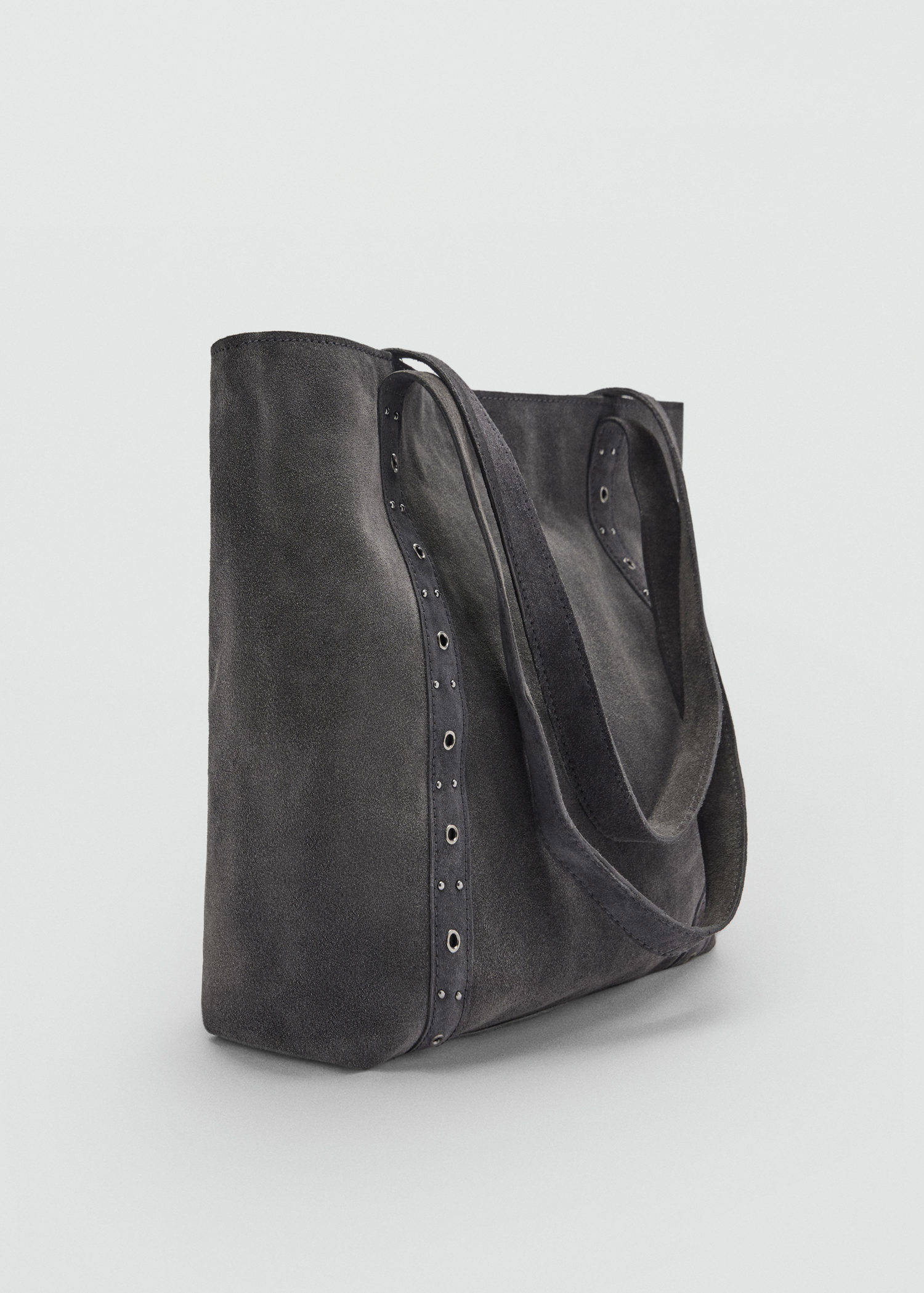 MANGO TEEN leren shopper antraciet