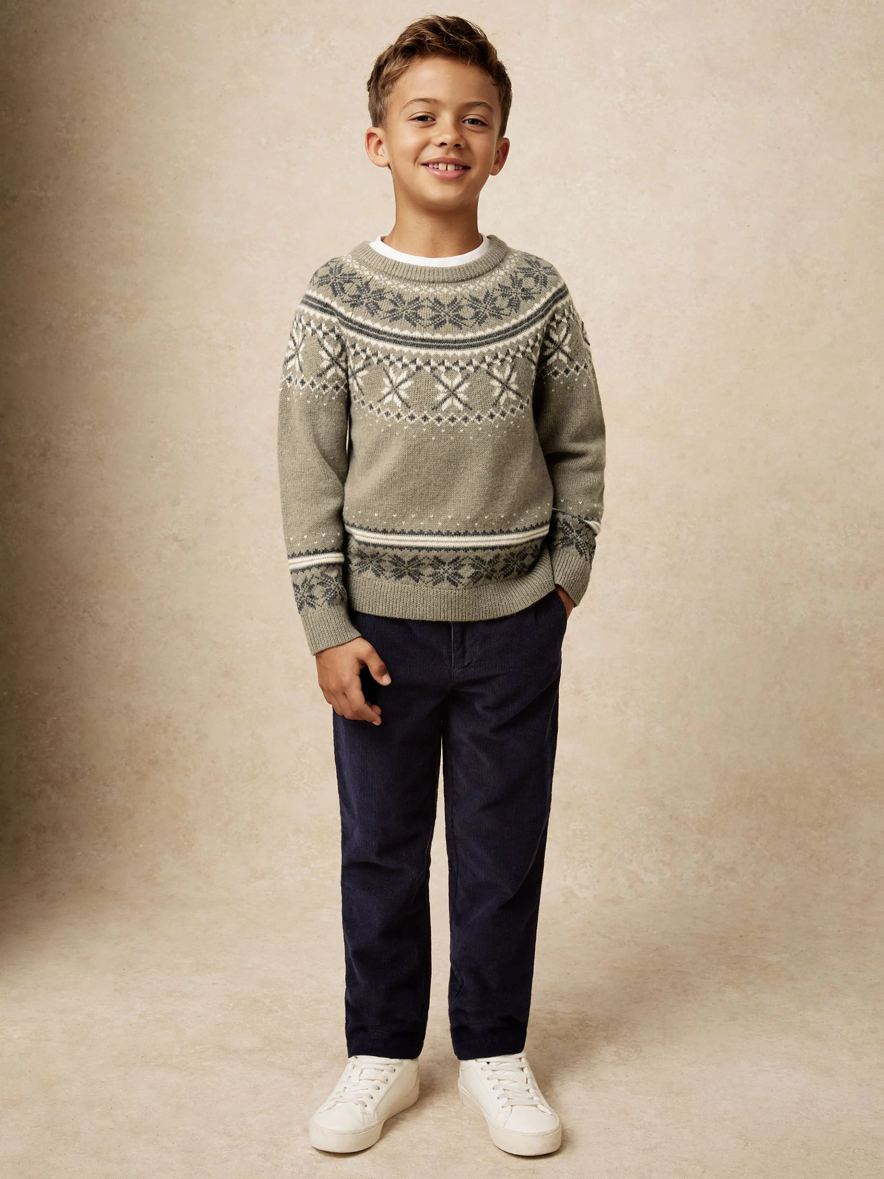 Reiss Sydney Fair Isle Crew-Neck Jumper with Wool