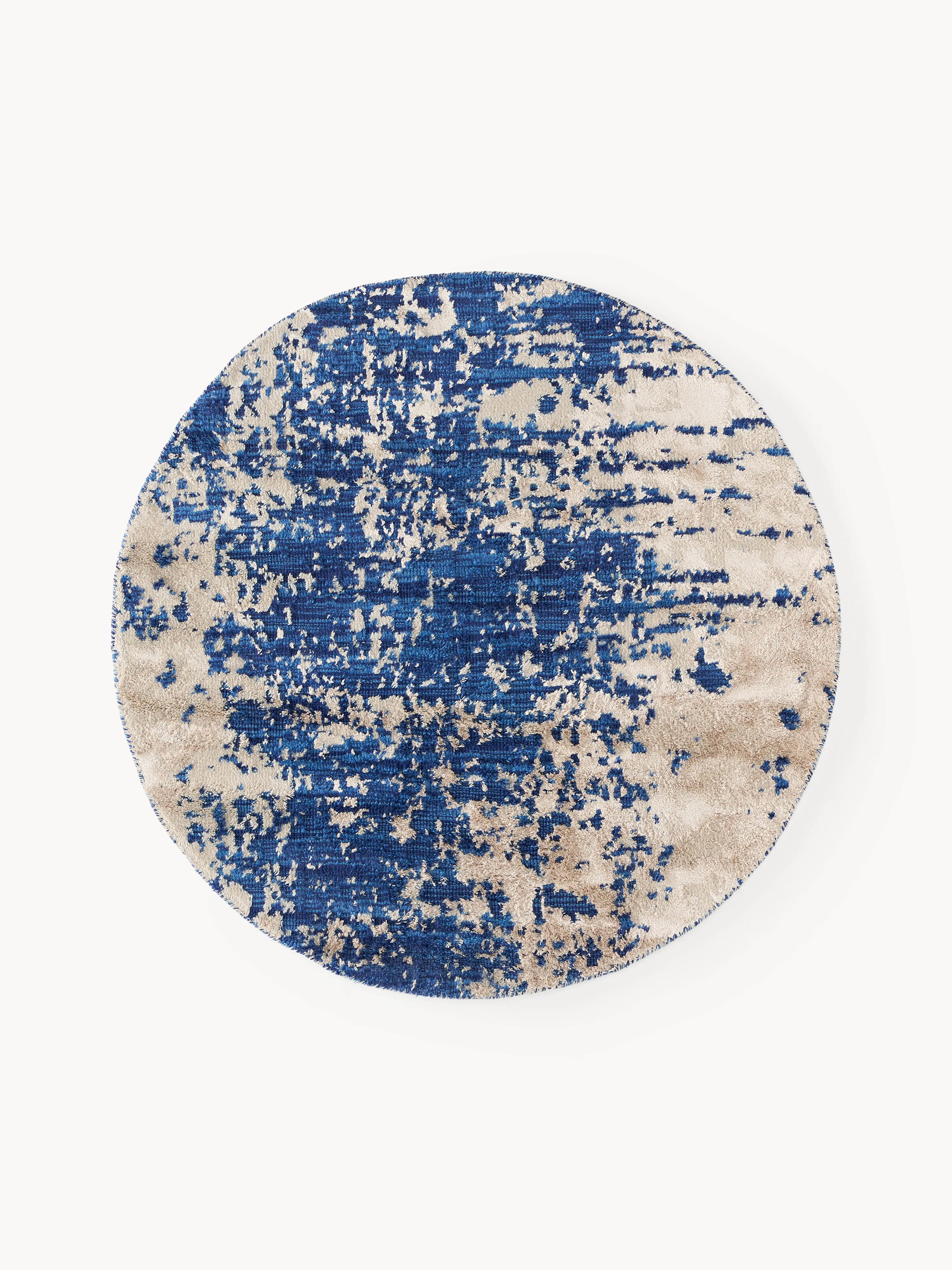 Rond wollen vloerkleed Cynthia met abstract patroon, handgeweven