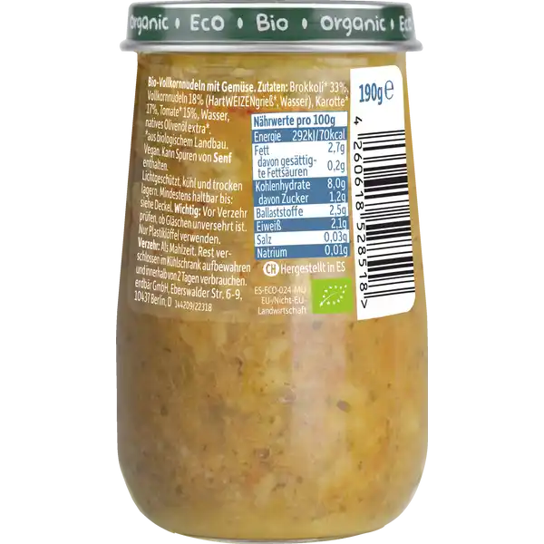 Bio Nudeln mit Brokkoli, Karotte & Tomate