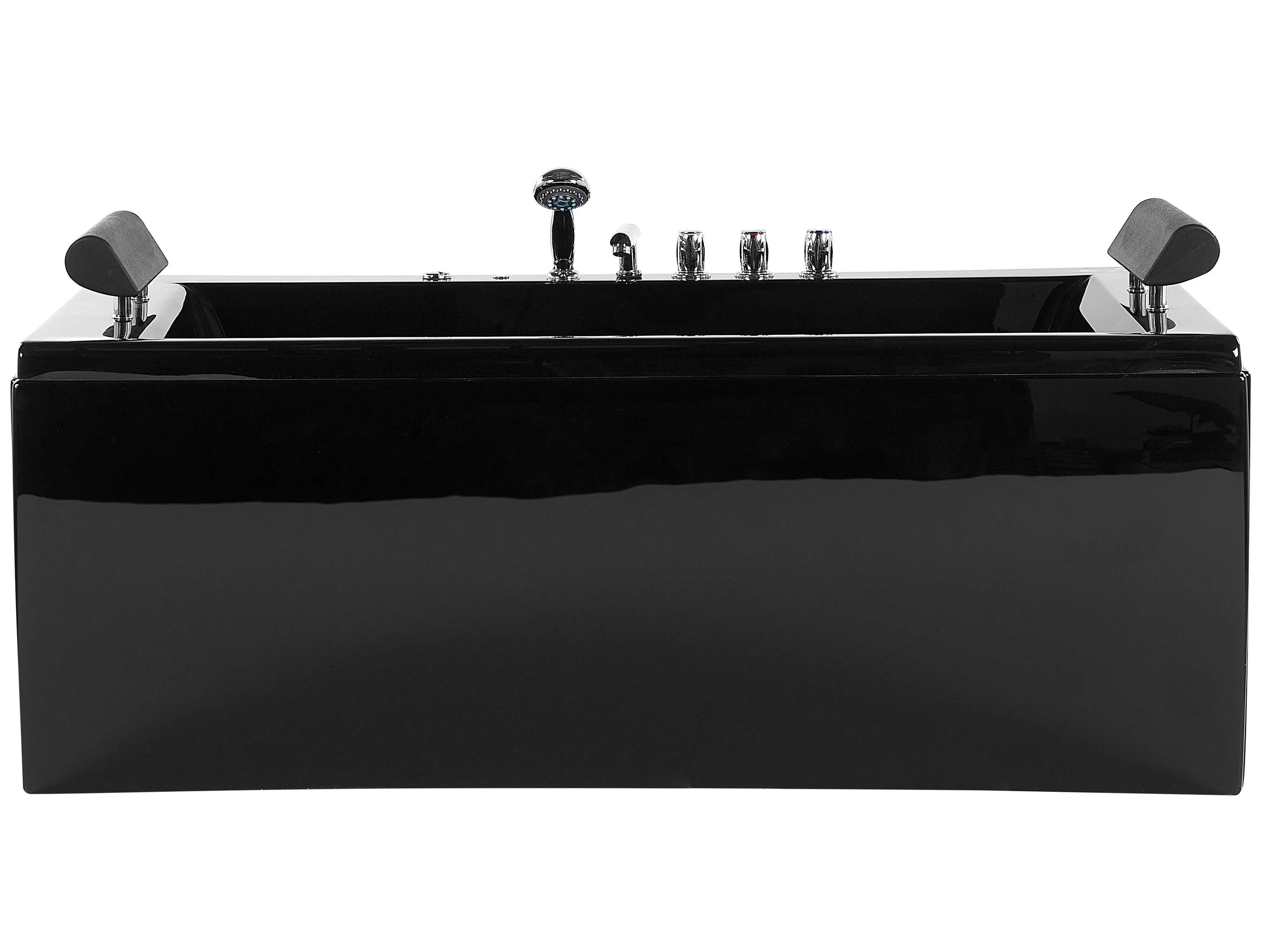 Hoek bubbelbad met LED MONTEGO 172 x 83 cm Zwart