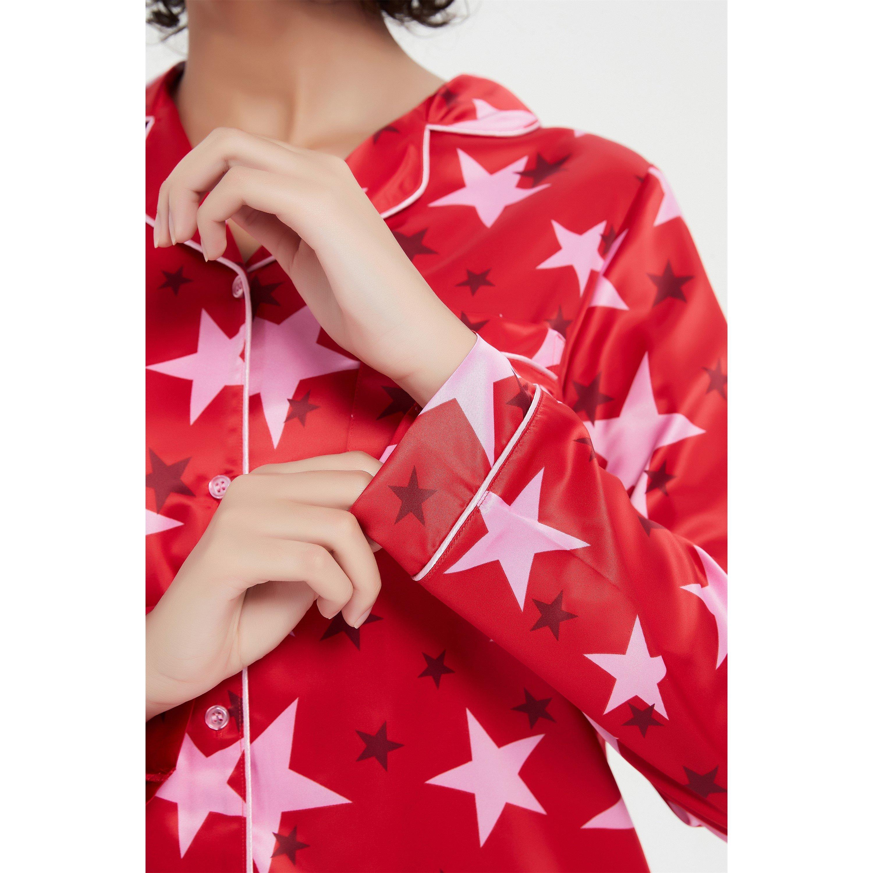 Linea Ladies Star Satin Pyjama and Eye Mask Set