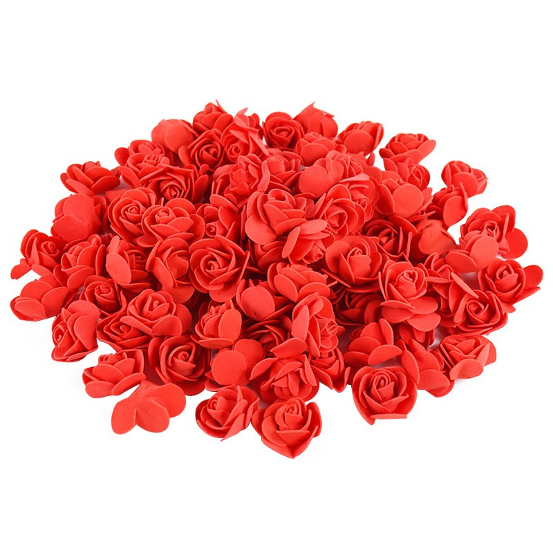 (500er Set) Ø30mm Romantische Blumen Konfetti Schaumstoff Rosen Deko Blumen - Rot