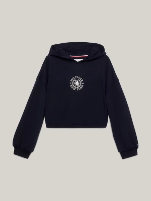 Moletom com capuz e modelagem relaxada com o logotipo do brasão da universidade