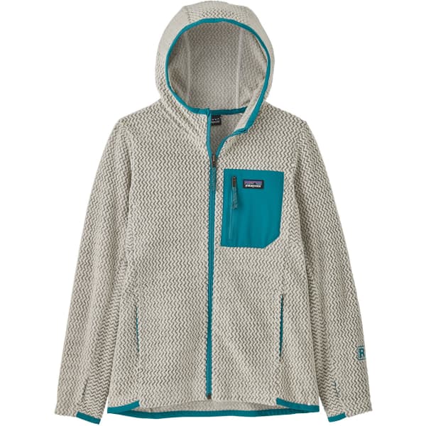 Veste polaire randonnée PATAGONIA K'S R1 AIR FULL-ZIP HOODY WOOL WHITE