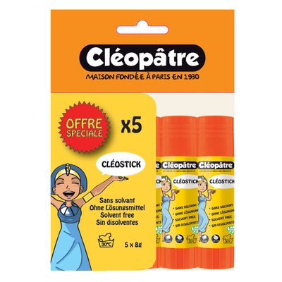 Cléopâtre - Lot de 5 bâtons de colle - Blanche - 8 gr