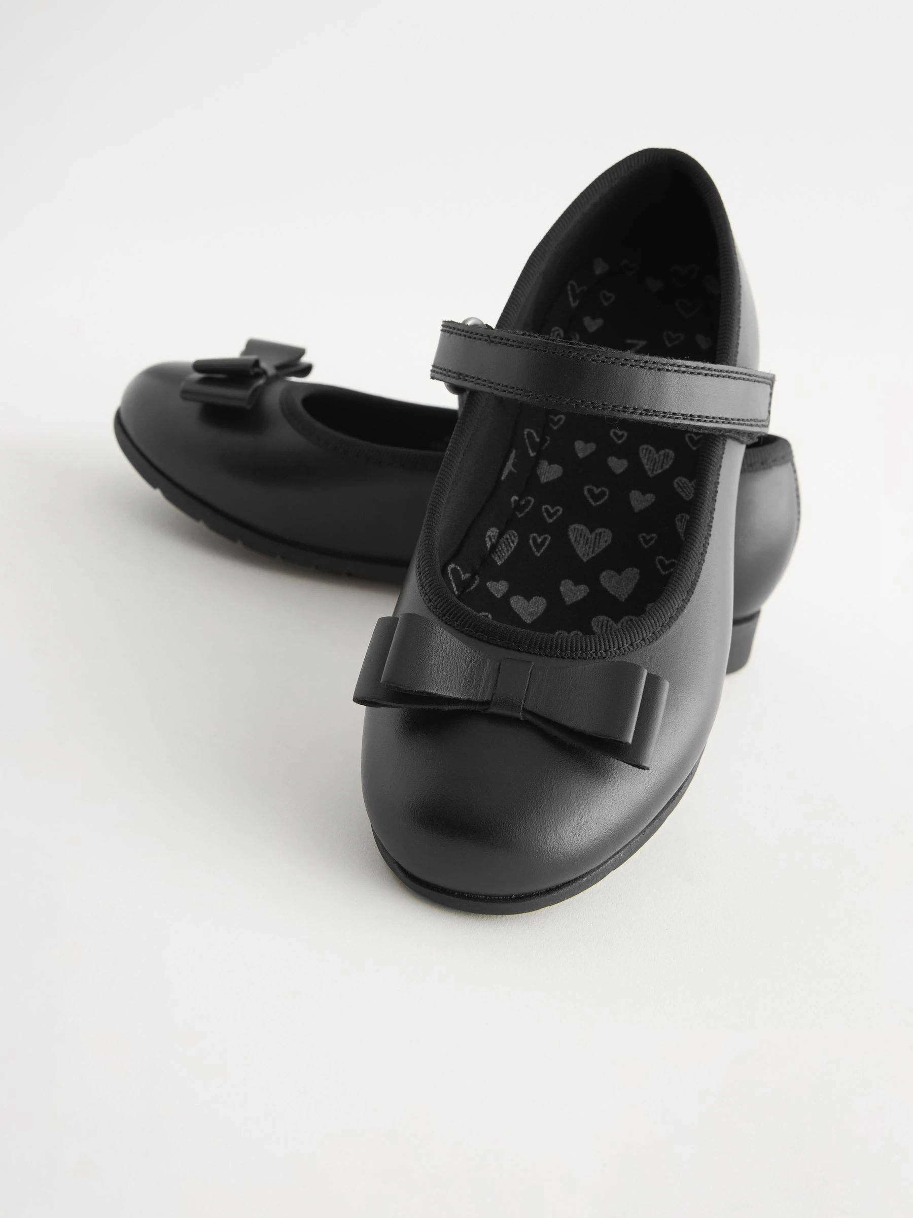 Matzwart - School - Leren Mary Jane-schoenen met strik