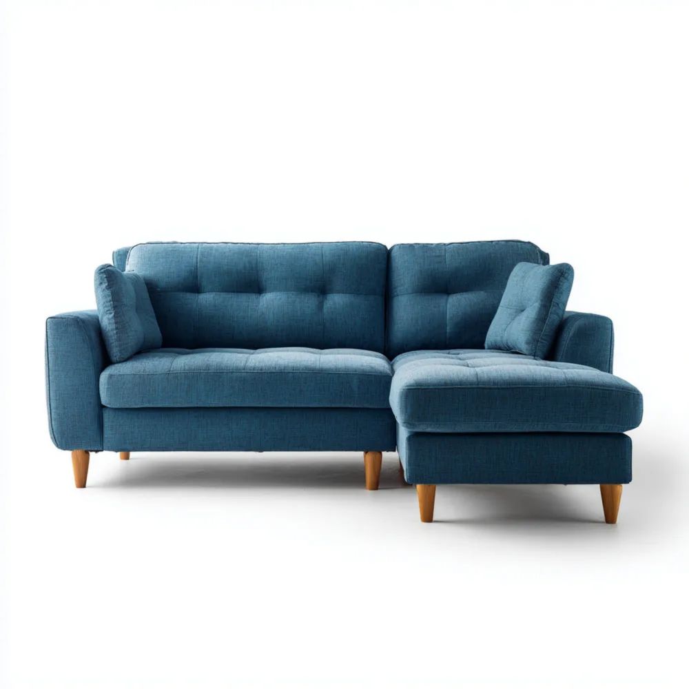 Ecksofa mit Stoffbezug 250x150x85 cm – Dunkelblau – Modernes Design