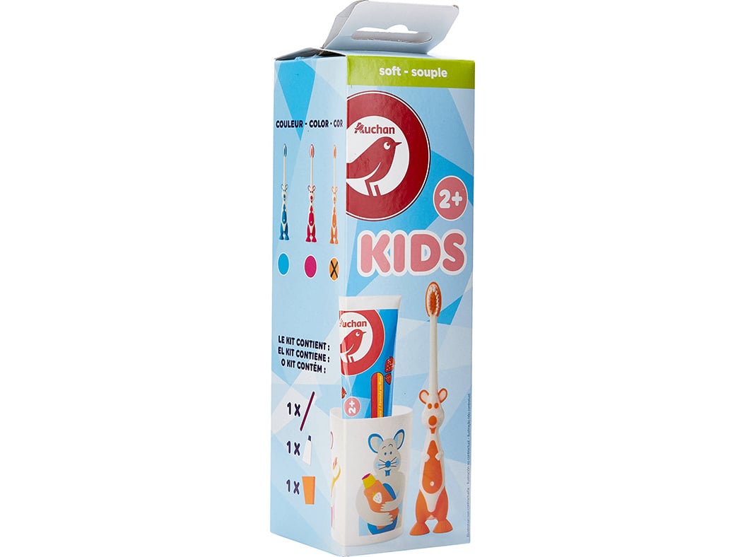 KIT AUCHAN KIDS HIGIENE ORAL 2  MORANGO