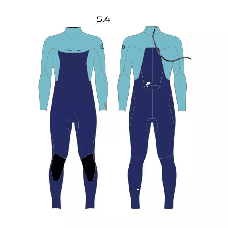Combinaison intégrale junior NEILPRYDE Dolphin Youth 5/4 Back Zip Navy/Light Blue