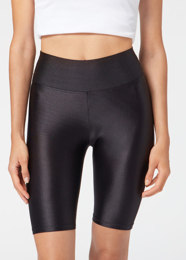 Calças legging esportivas super brilhantes para ciclistas