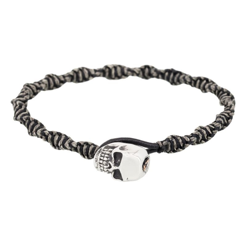 Bracelet Homme acier et cuir noir 