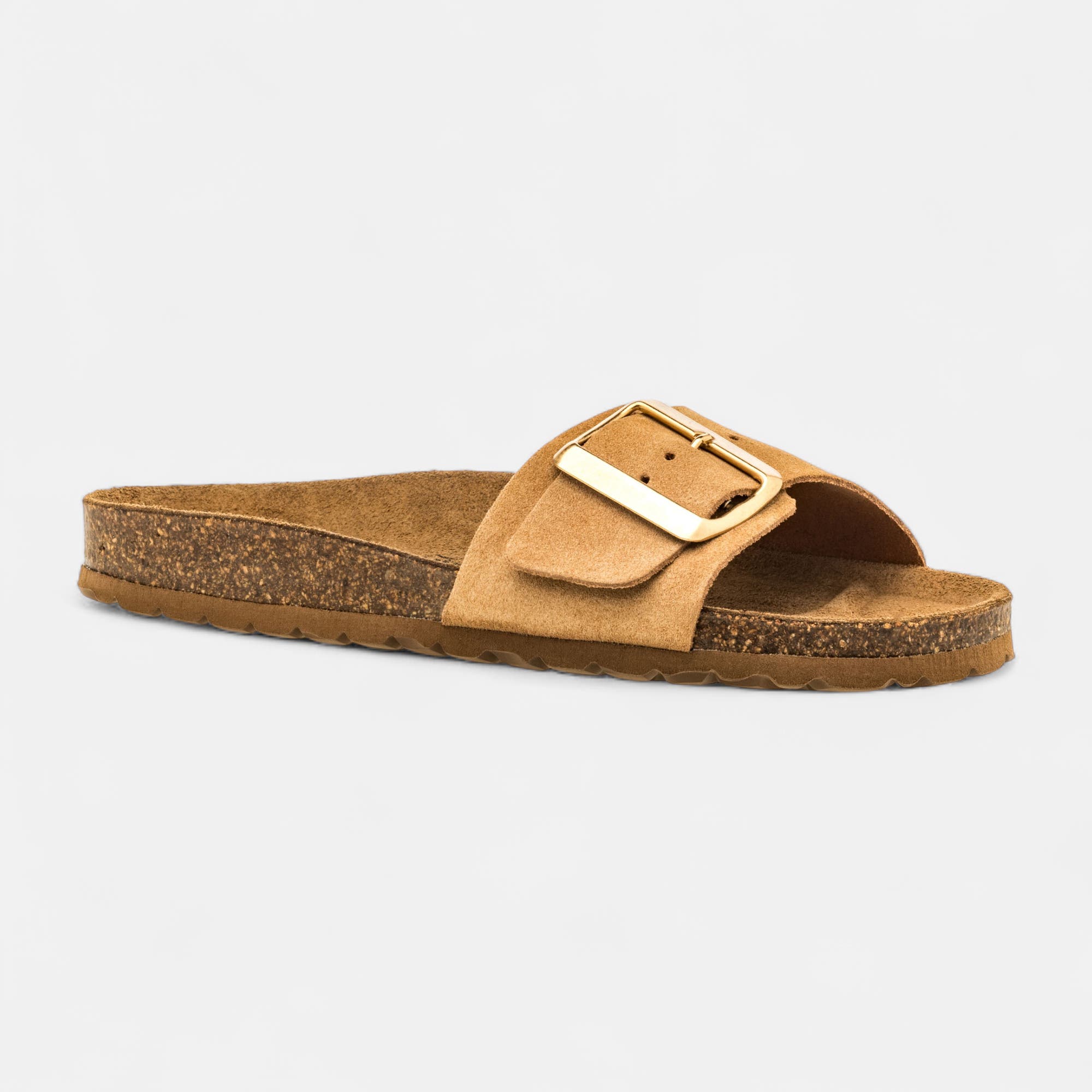 Mules semelle liège Femme en cuir camel