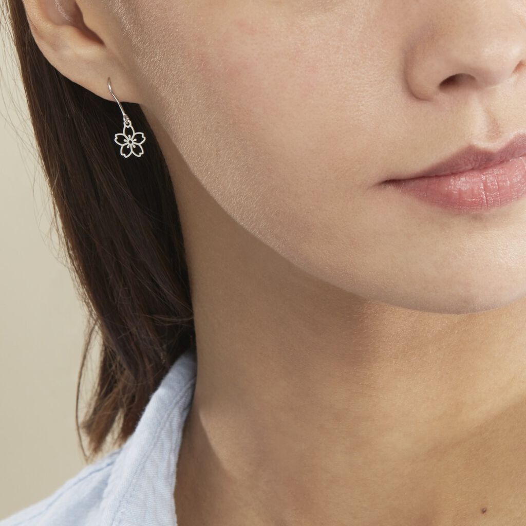 Boucles D'oreilles Pendantes Lucrezia Argent Blanc