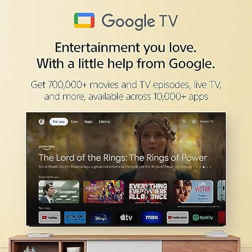 TV Sony 4K Ultra HD de 50 polegadas Série X85K: Smart TV LED com Google TV, Dolby Vision HDR e taxa de atualização nativa de 120 Hz (KD50X85K) - Modelo mais recente, preta.